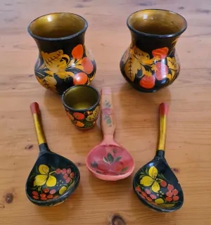 Dřevěná dekorace, 6x, cena za vše 